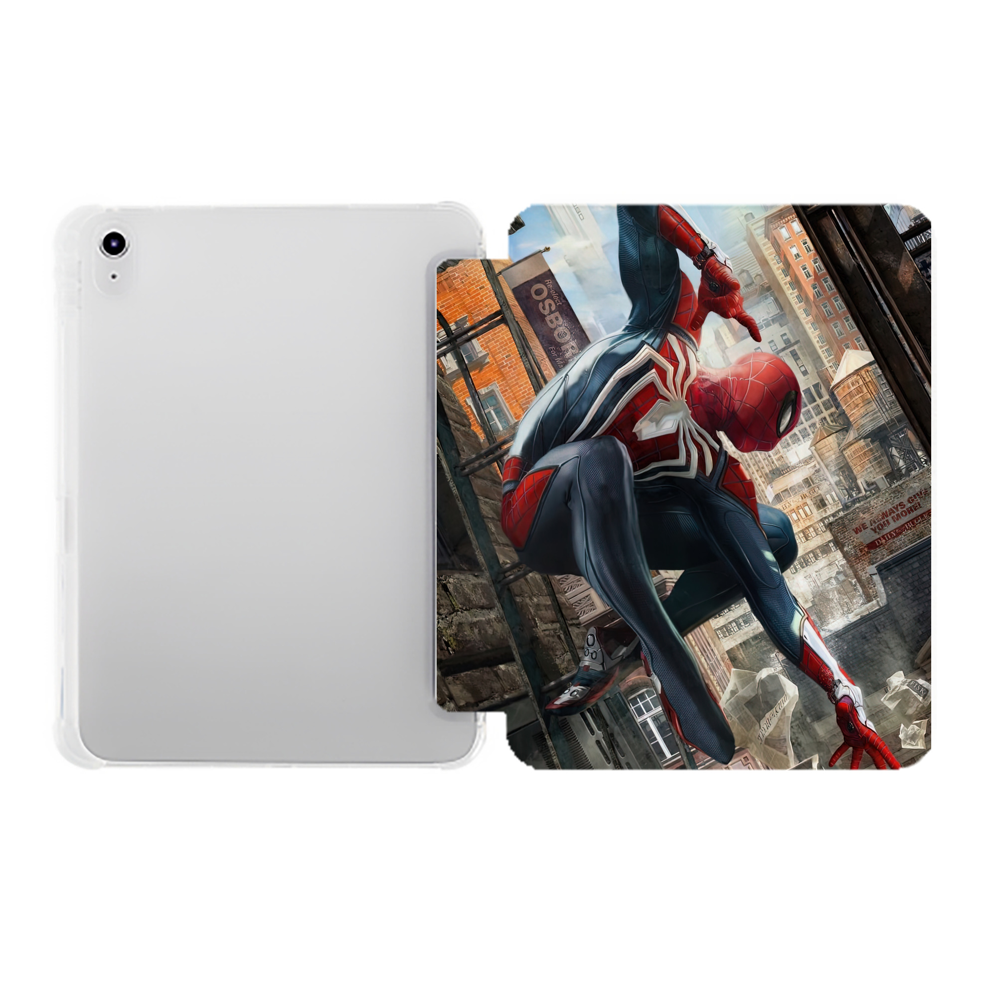 （画像用） Spider Man スパイダーマン IPad ケース ペン収納付き 三つ折りスタンド PUレザー×シリコン 対応機種9.5/10.5/10.9インチ